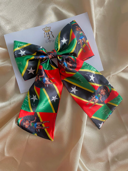 African & Caribbean Satin LongTail Bow Hair Clips