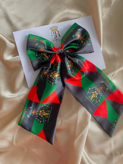 African & Caribbean Satin LongTail Bow Hair Clips