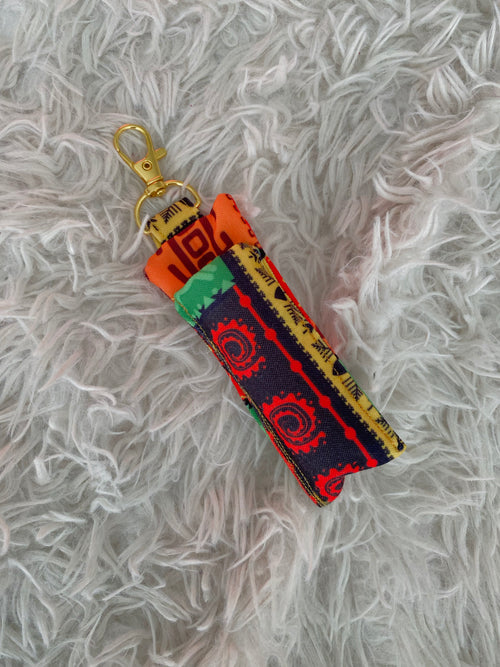 Ankara Lip balm keychain holder