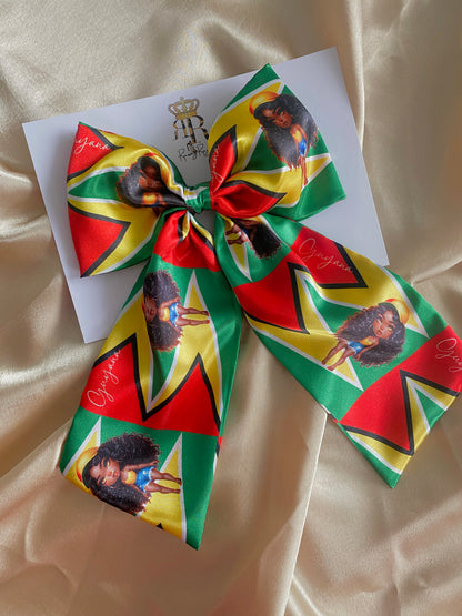 African & Caribbean Satin LongTail Bow Hair Clips