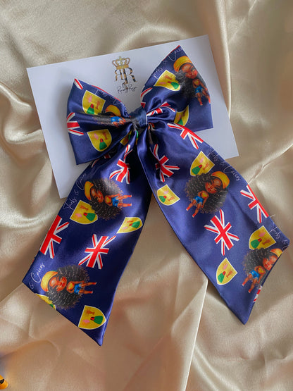 African & Caribbean Satin LongTail Bow Hair Clips