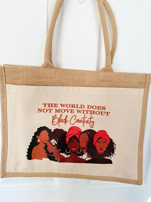 Black Creativity Jute Shopper