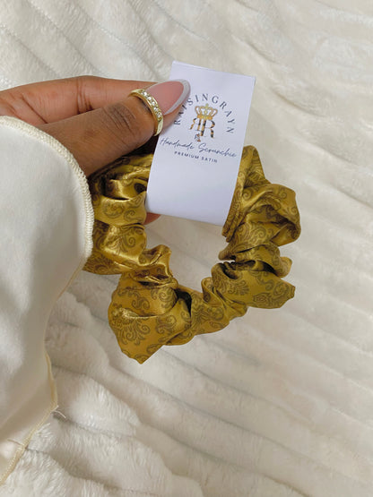 Autumn Damask Regular Satin Scrunchies