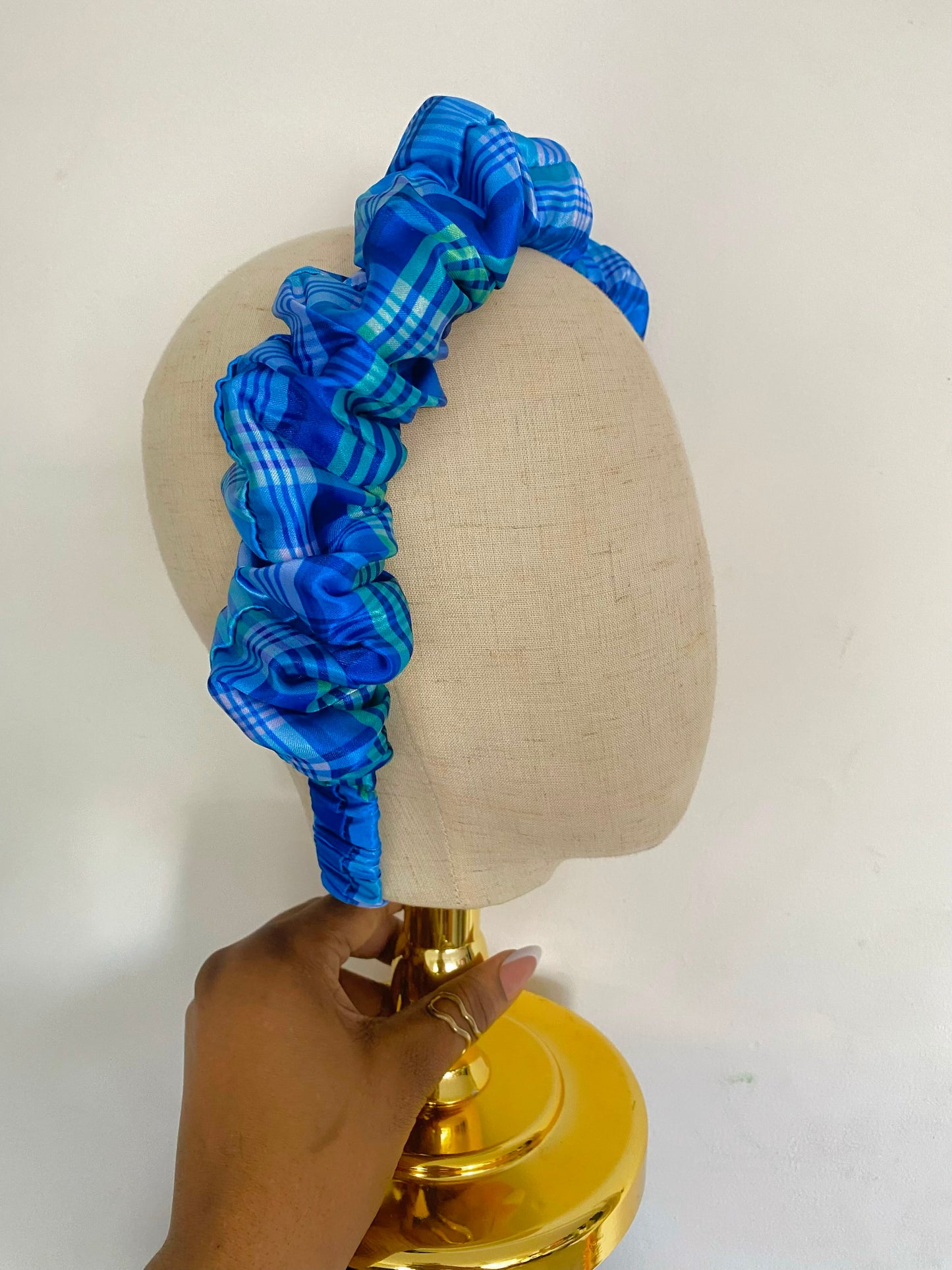 Madras Satin Scrunchie Headband