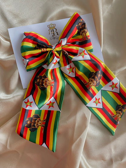 African & Caribbean Satin LongTail Bow Hair Clips