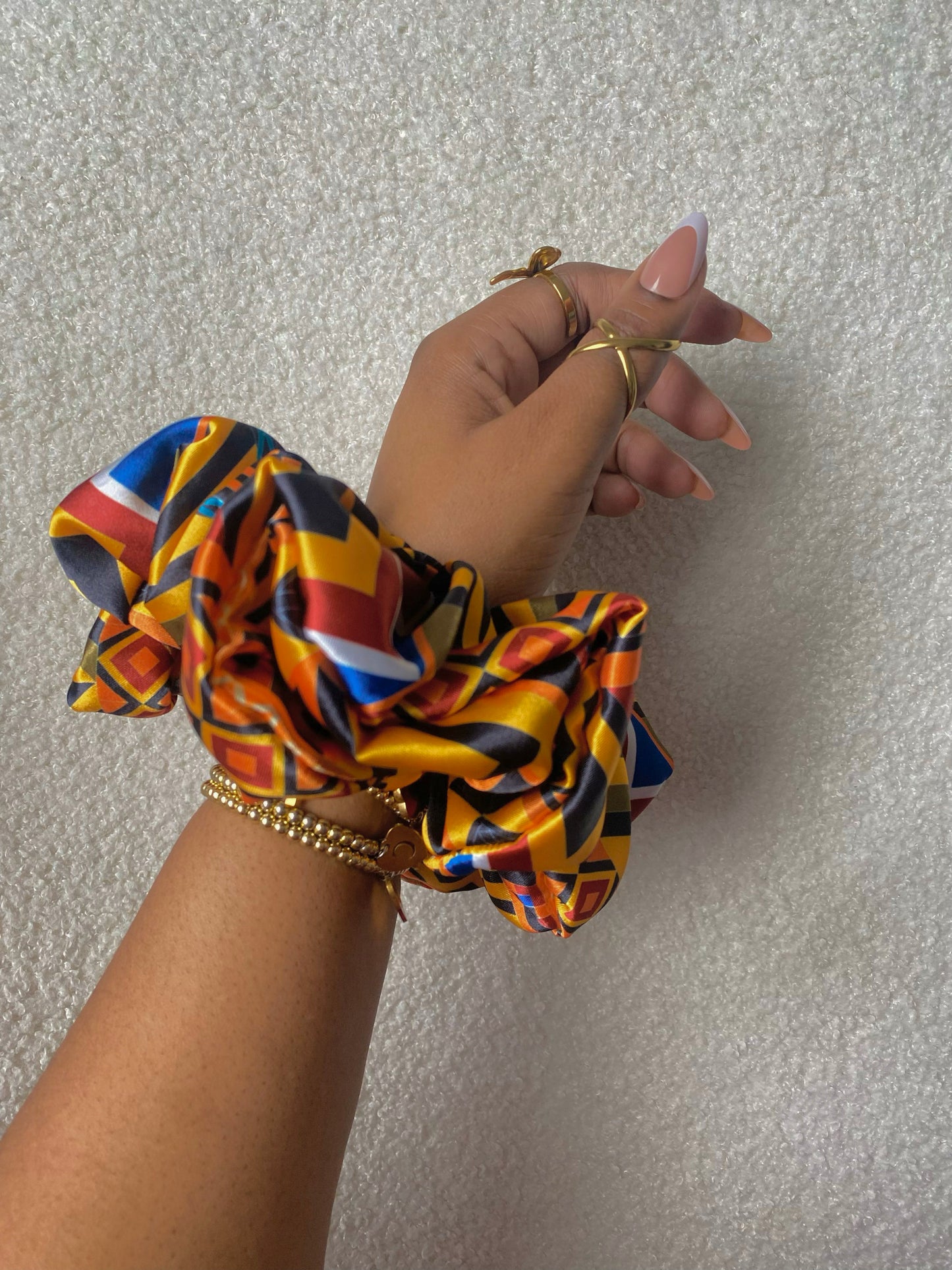 XL African Print Satin Scrunchies
