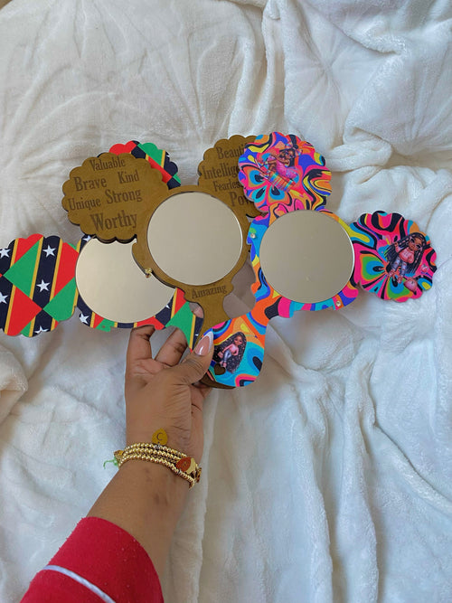 Personalised Engraved Wooden kinky Curly Affirmations Mirror