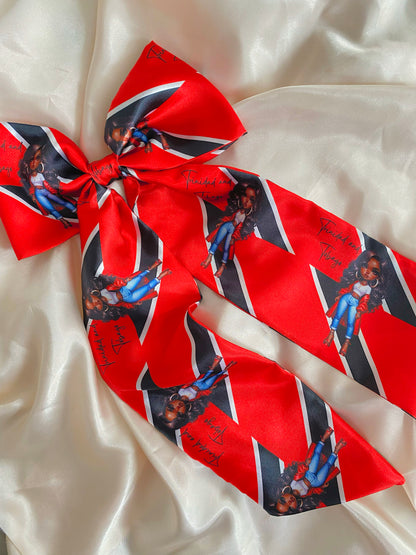 (Extra long) African & Caribbean XL Satin Long Tail Bow Hair Clips