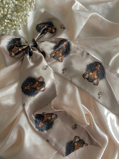 Autumn XL Satin LongTail Bow Hair Clips