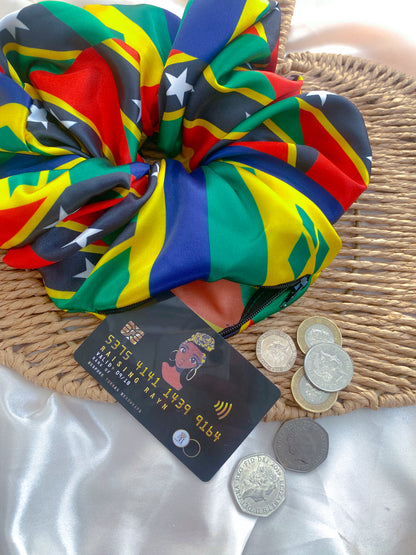 PRE - ORDER Dual Heritage African & Caribbean Satin  XL Zipper Scrunchies