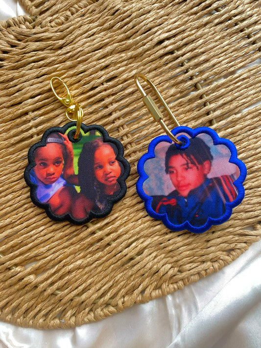 Personalised Embroidered Photo Bag Tag & Keychain