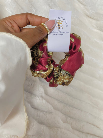Autumn Damask Regular Satin Scrunchies