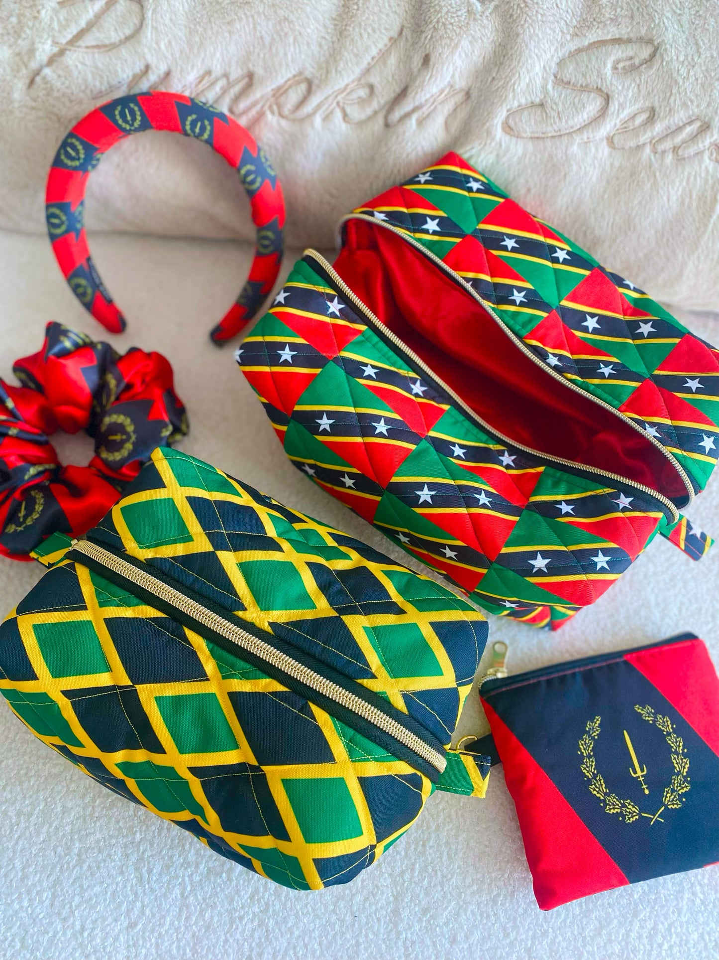 PRE - ORDER African & Caribbean Flag Cosmetic Bags