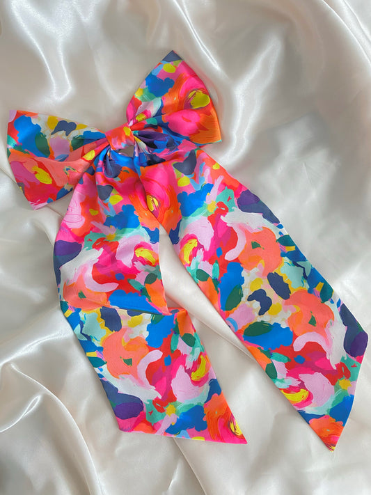 Summer XL Satin LongTail Bow Hair Clips