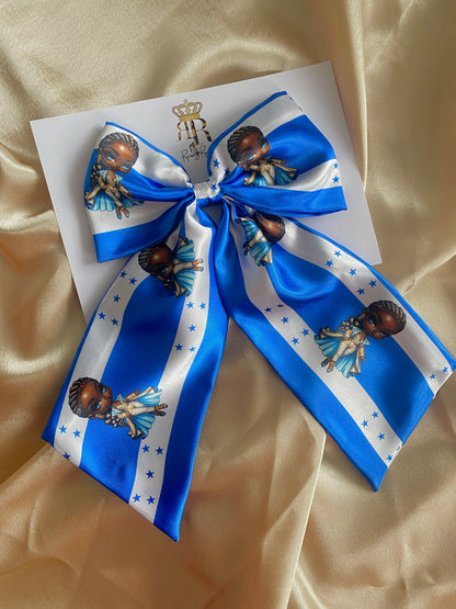 African & Caribbean Satin LongTail Bow Hair Clips