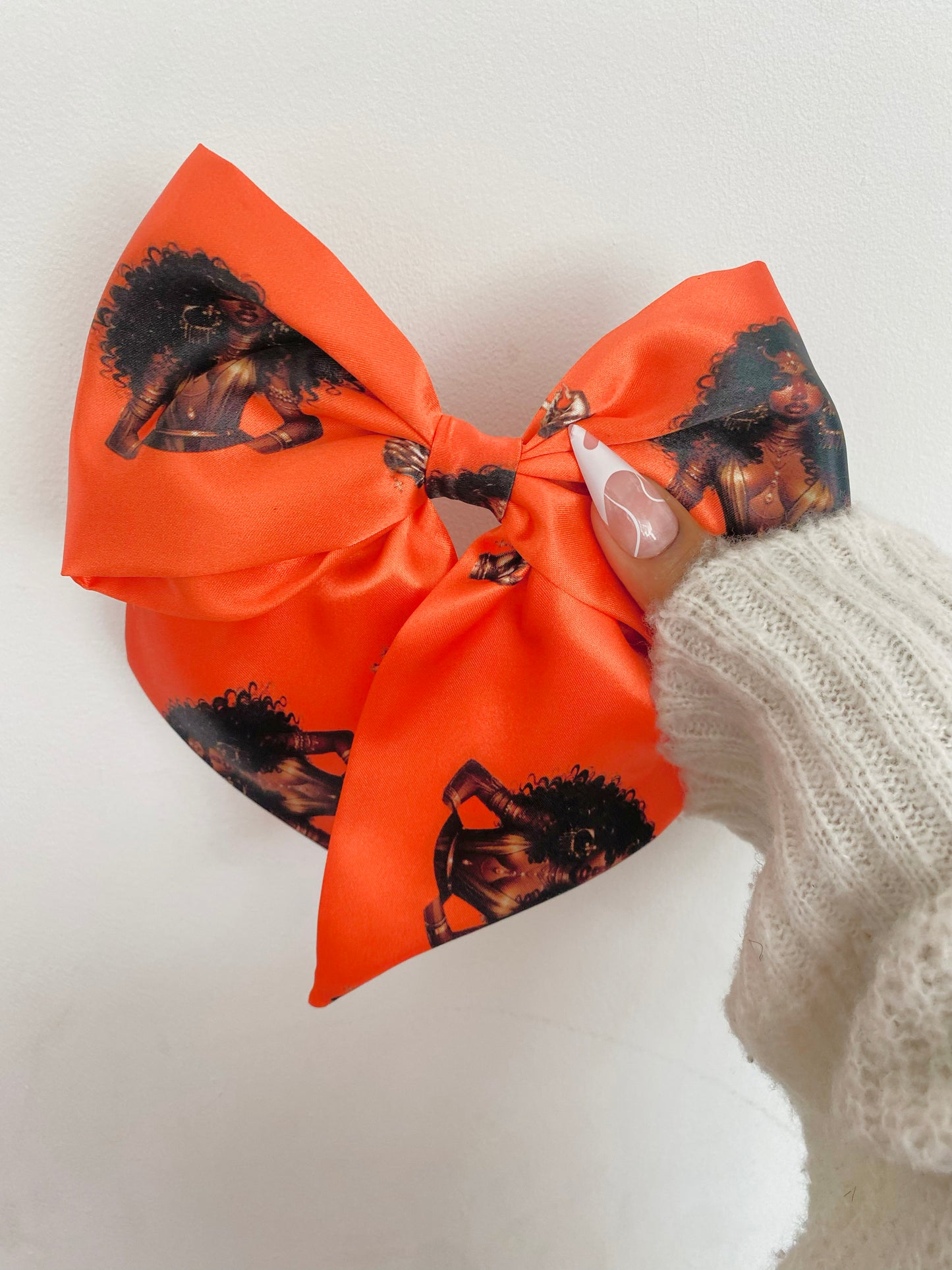 Ayanna Orange Queen Satin Bow Hair Clips