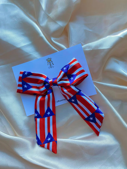 African & Caribbean Satin LongTail Mini Bow Hair Clips