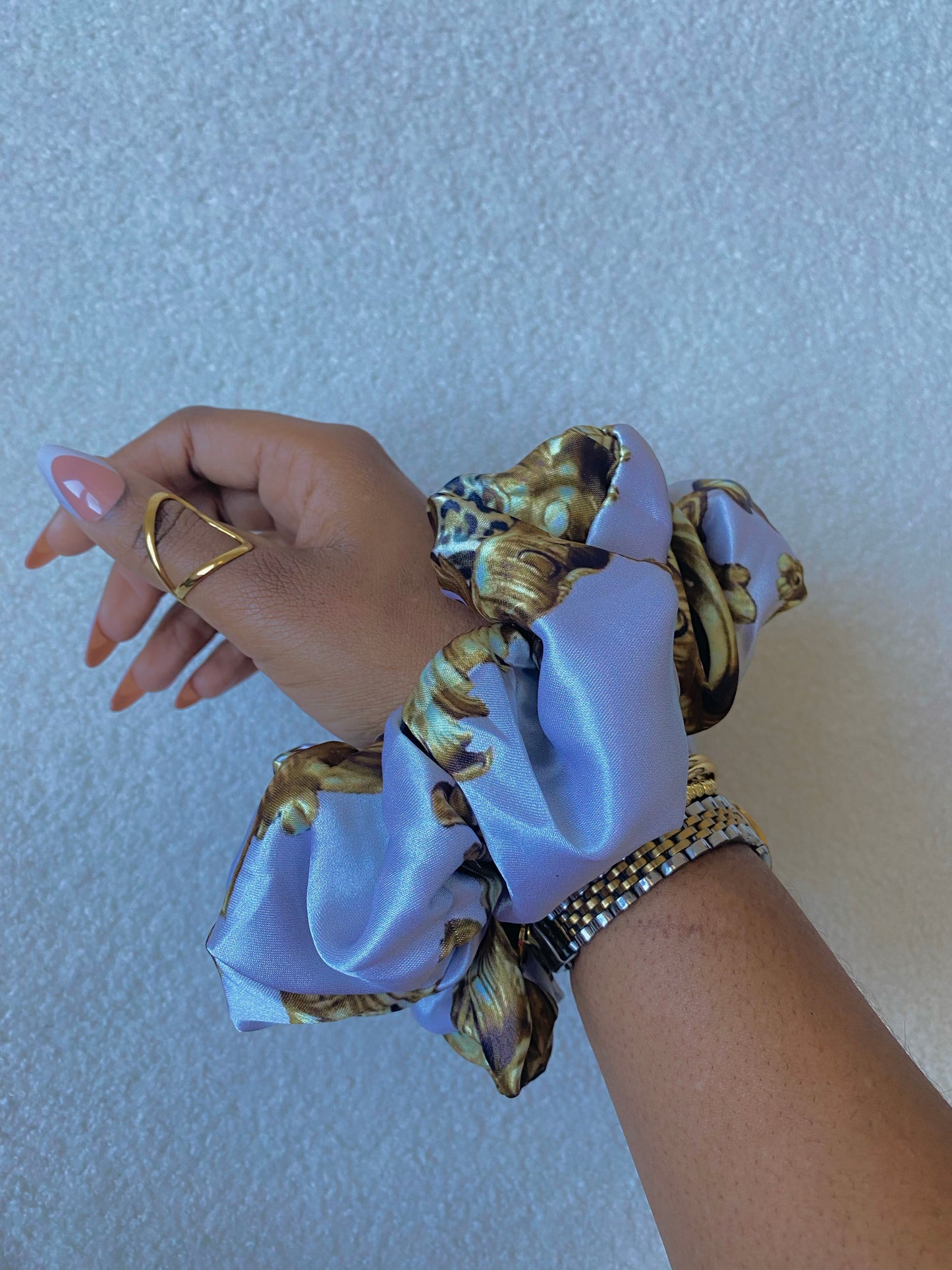 Autumn Damask Satin Scrunchies