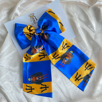 African & Caribbean Satin LongTail Bow Hair Clips