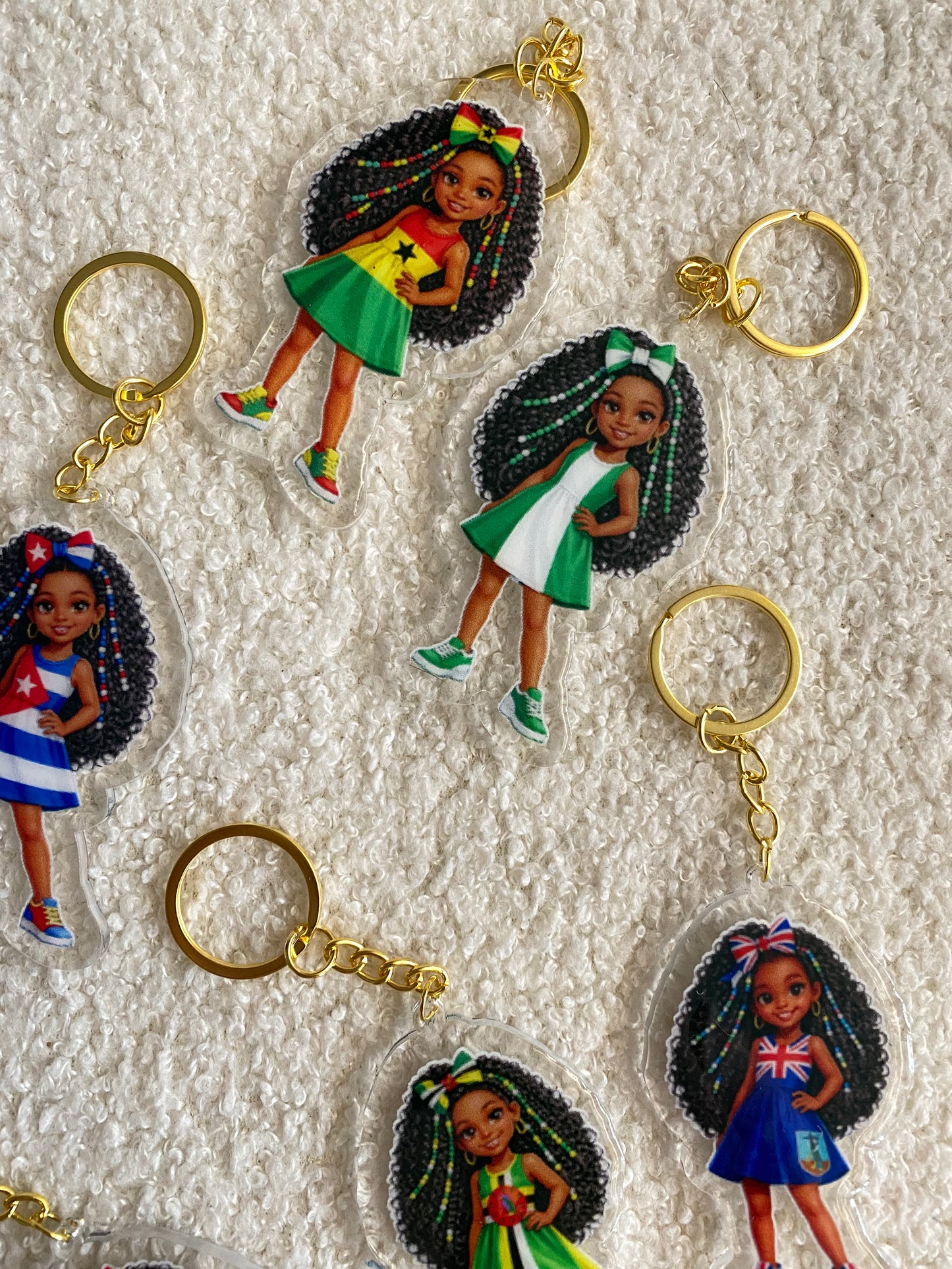 Flag Little Girl Keychains