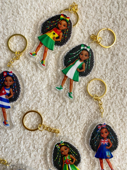 Flag Little Girl Keychains