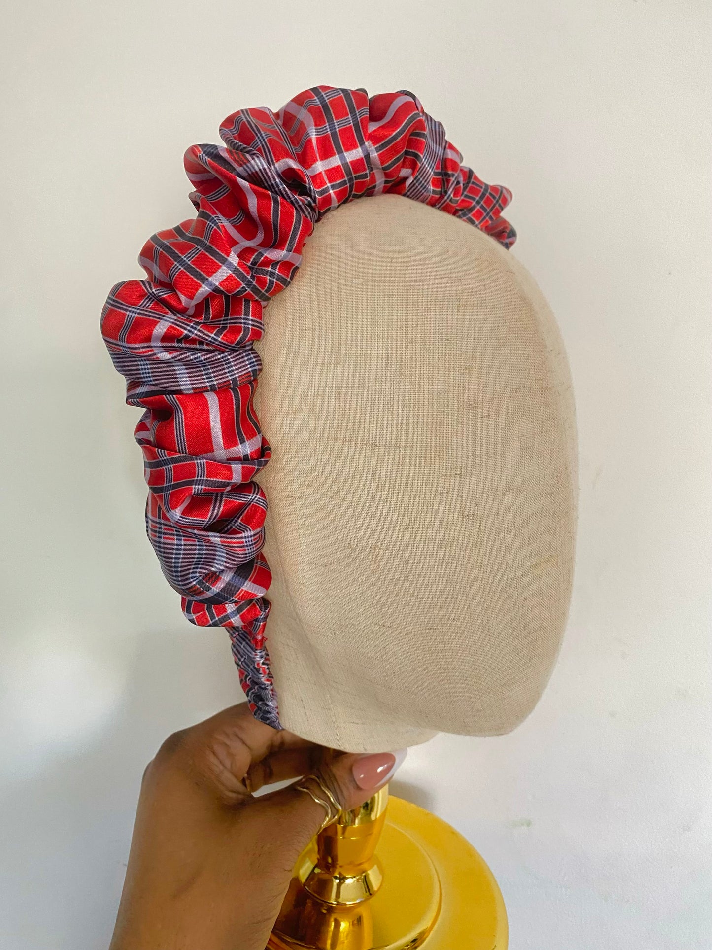 Madras Satin Scrunchie Headband