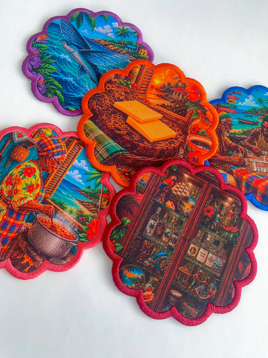 Scallop Embroidered Coasters