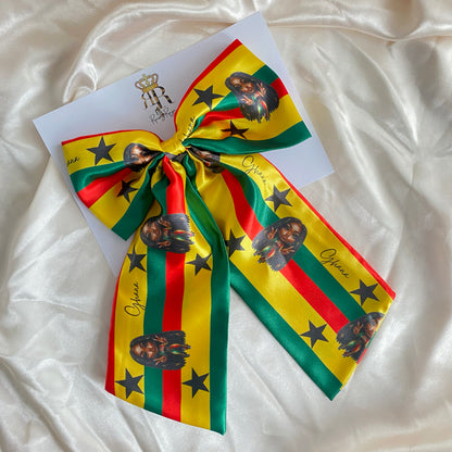 African & Caribbean Satin LongTail Bow Hair Clips