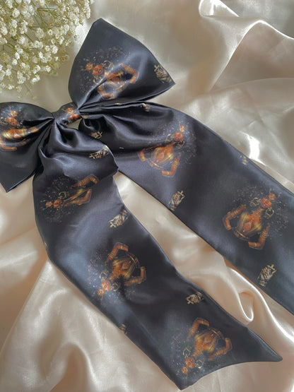 Autumn XL Satin LongTail Bow Hair Clips