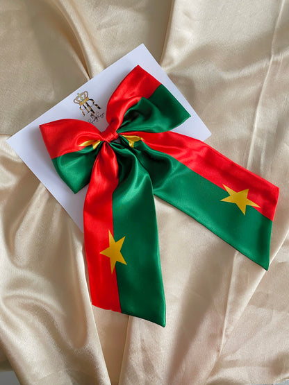 African & Caribbean Satin LongTail Bow Hair Clips