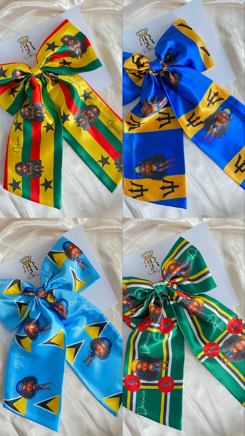 African & Caribbean Satin LongTail Bow Hair Clips