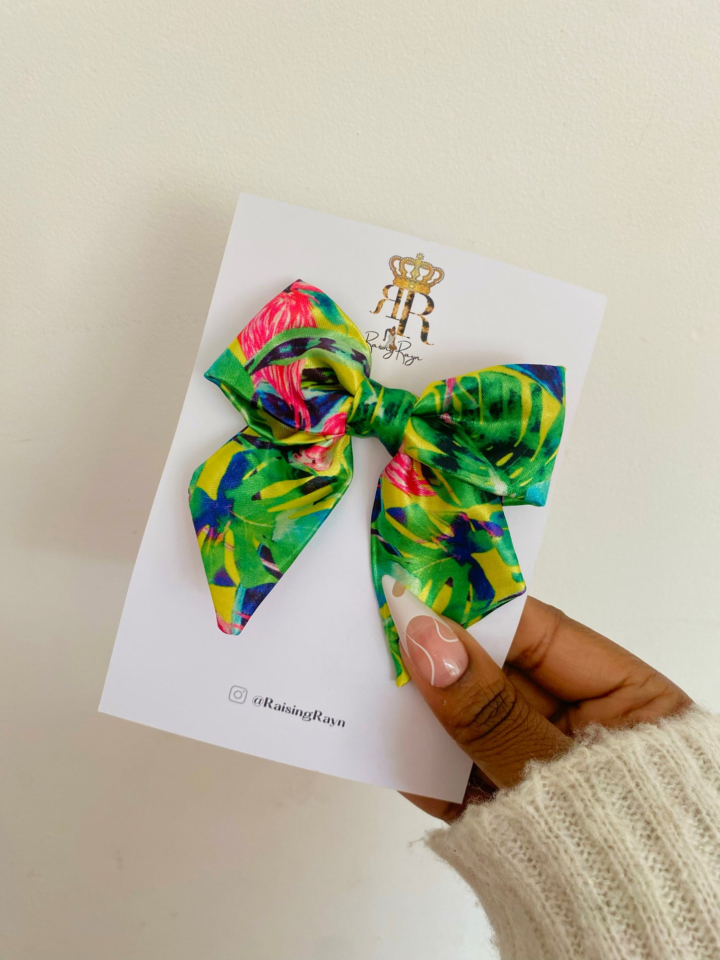 Yellow Tropical Satin mini Bow Hair Clips