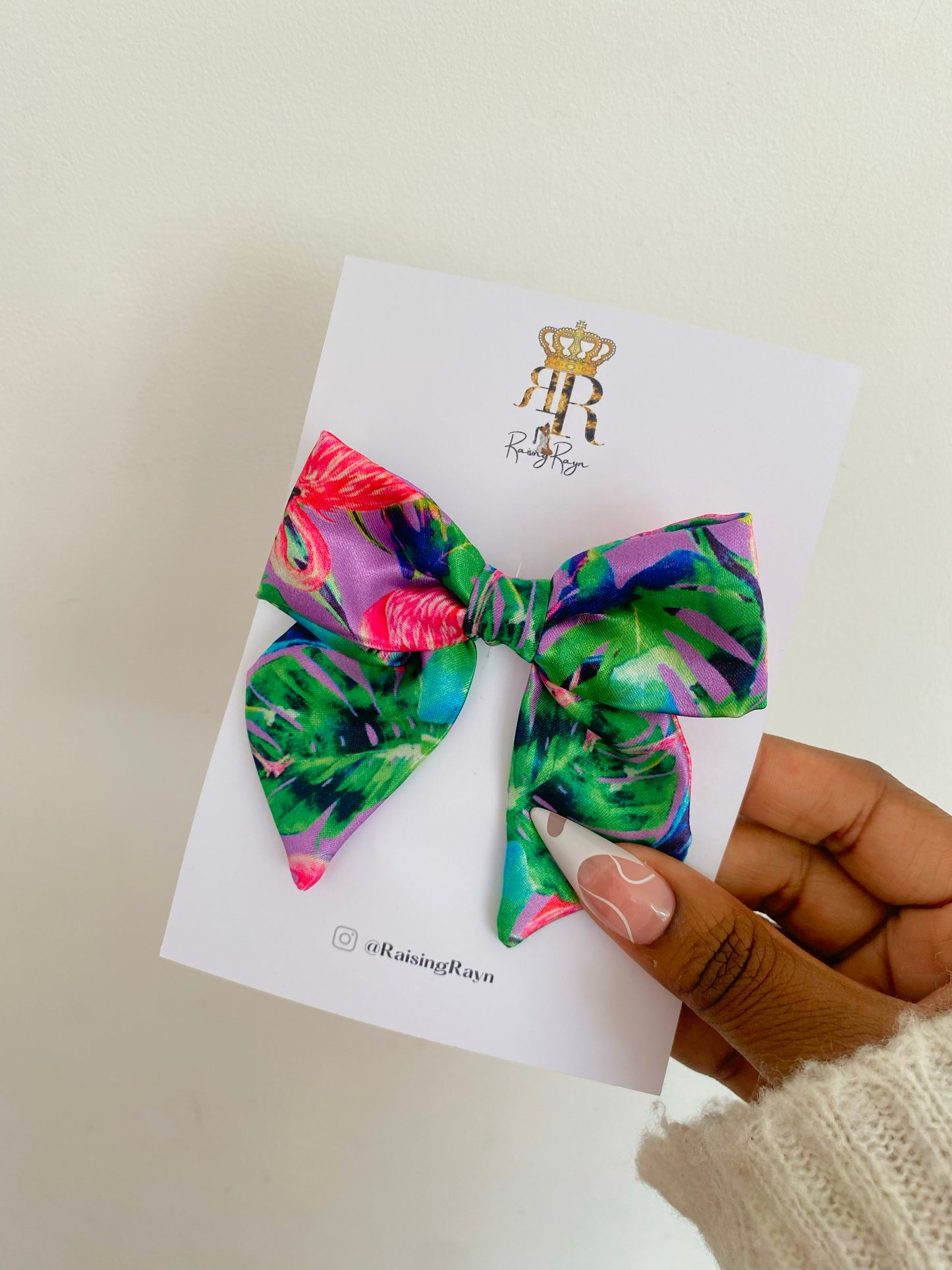 Purple Tropical Satin mini Bow Hair Clips