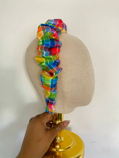 Madras Satin Scrunchie Headband