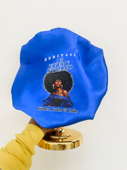 * NEW* Royal Blue Kinks, Curls & Coils Bonnet (Band)