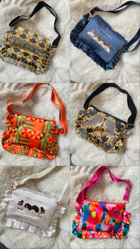 Satin Crossbody Ruffle Bags