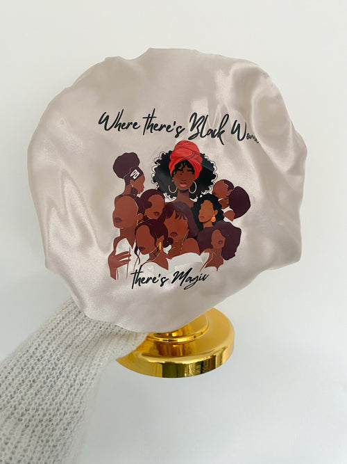 Champagne Gold Black Women Magic Bonnet