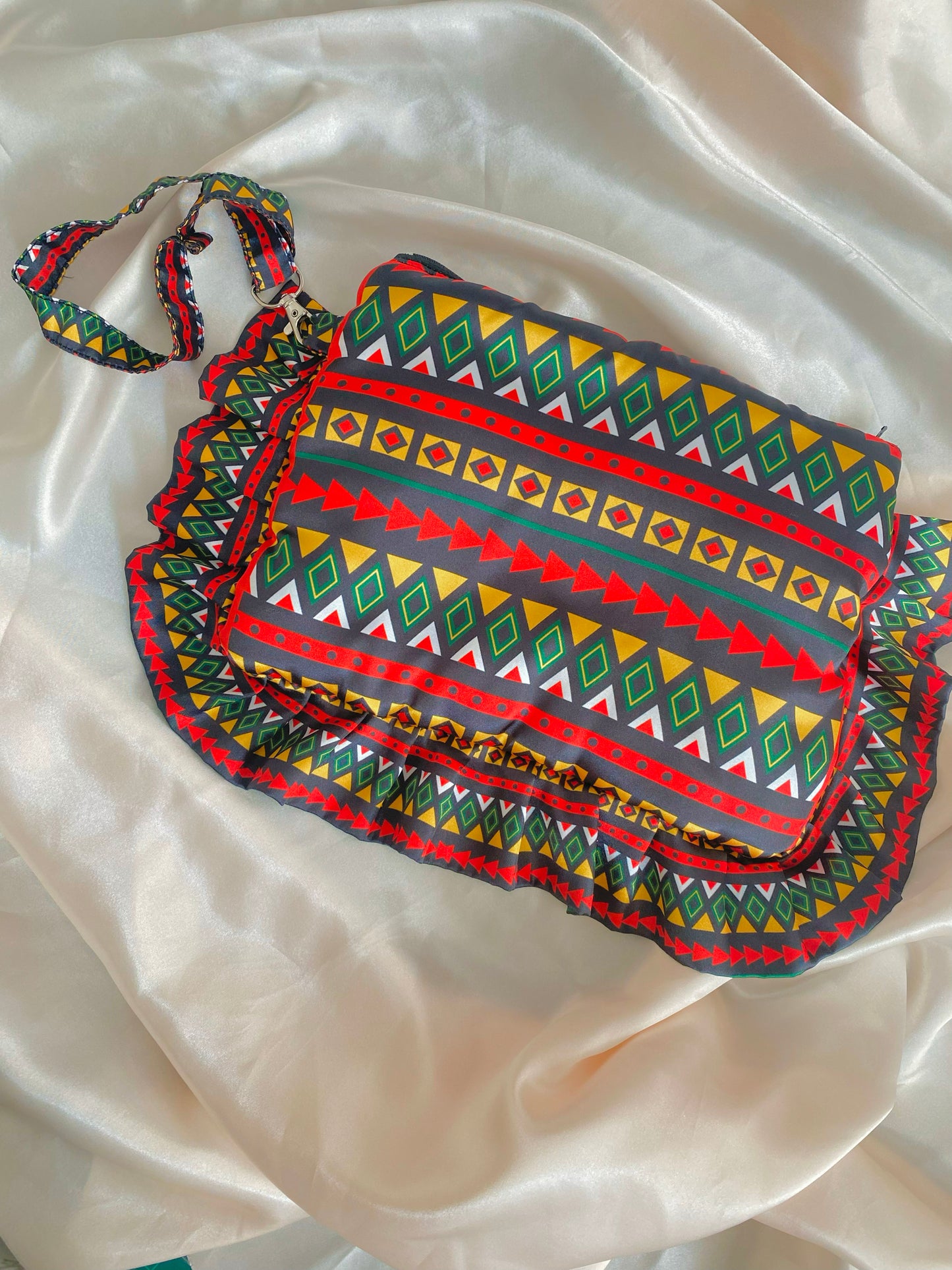 PRE - ORDER African & Caribbean Satin Ruffle Pouch Purse