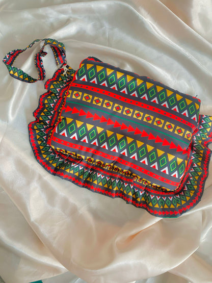 PRE - ORDER African & Caribbean Satin Ruffle Pouch Purse