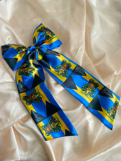 (Extra long) African & Caribbean XL Satin Long Tail Bow Hair Clips