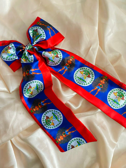 (Extra long) African & Caribbean XL Satin Long Tail Bow Hair Clips