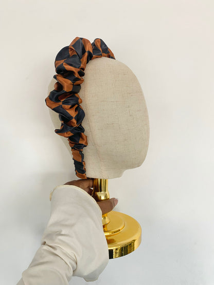 Checkboard Satin Scrunchie Headband