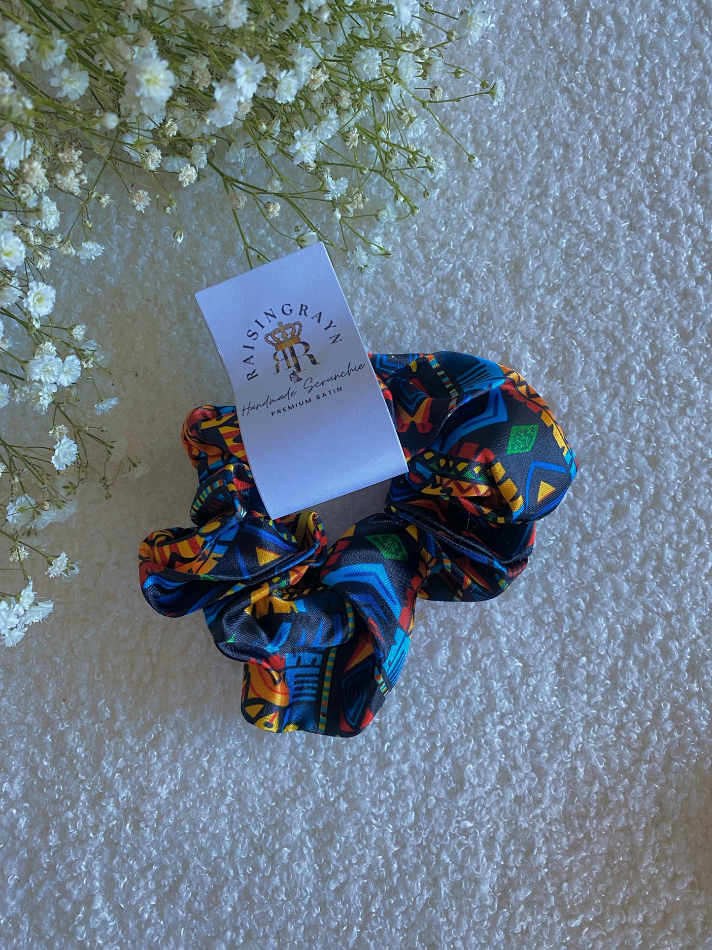African Print Regular Satin Scrunchies