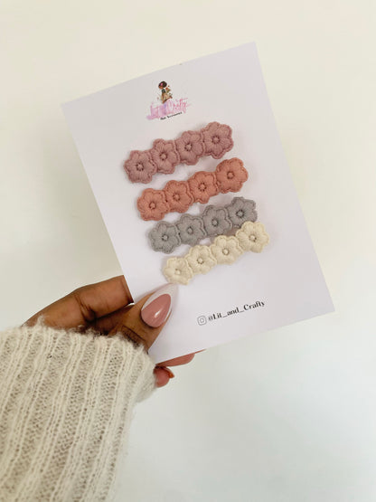 Woven embroidered flower hairclip