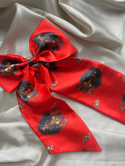 Autumn XL Satin LongTail Bow Hair Clips