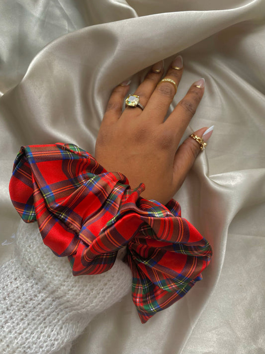 Tartan Satin Scrunchie