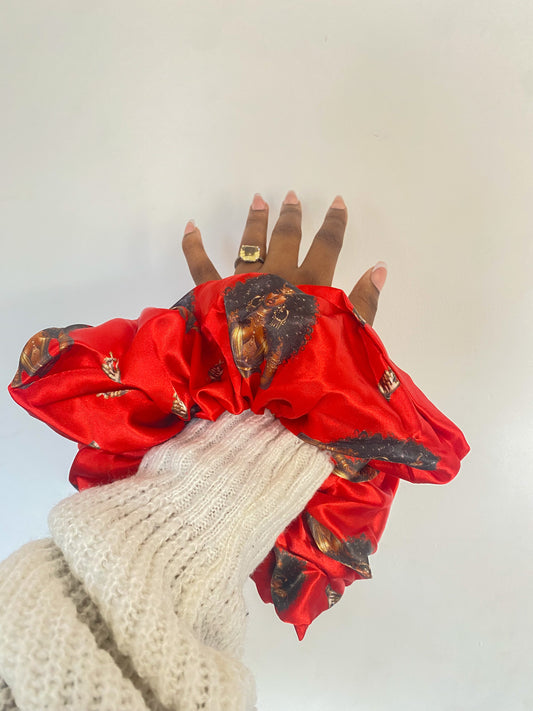 Red Ayanna Satin Scrunchie