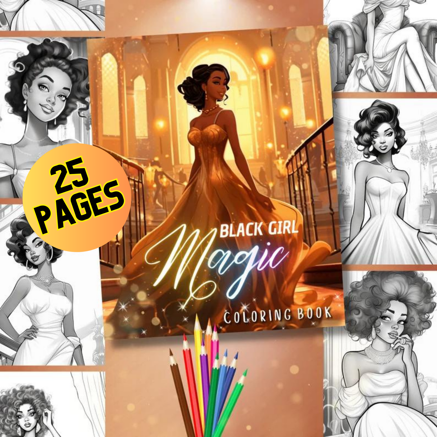 Black Elegant Girls Colouring Book Download