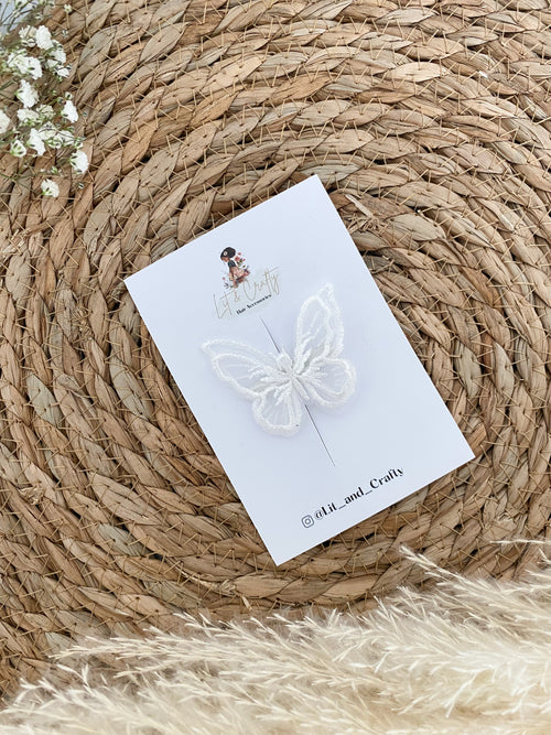 Small Lace Butterfly Floral embroidered hairclip