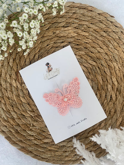 Lace Butterfly Floral Pearl embroidered Flower hairclip